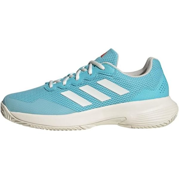 adidas Women's Gamecourt 2.0 Tennis Shoe, Light Aqua Off White